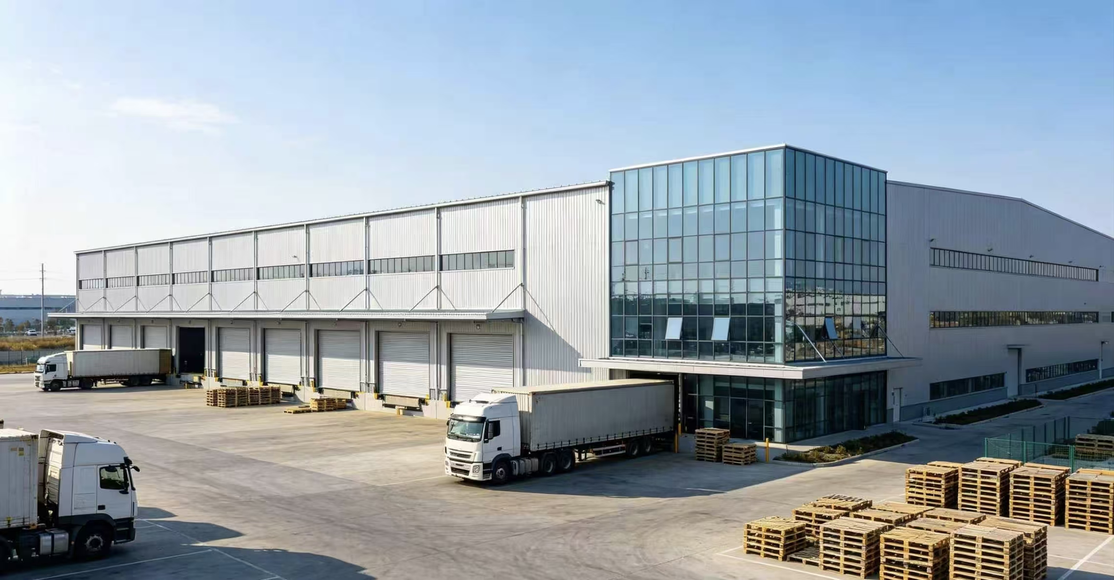 88m &times; 37m &times; 9.5m prefabricated steel structure warehouse with office facilities